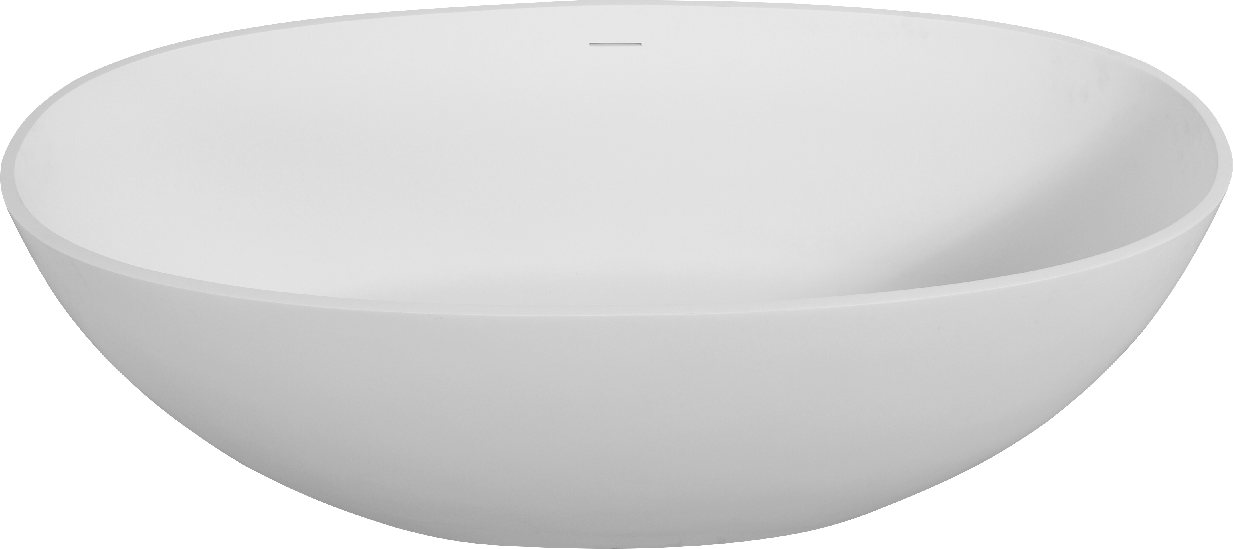 65" Freestanding Solid Surface Bathtub with Pop-Up Drain and Overflow in Matte White