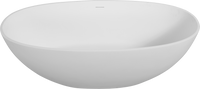 65" Freestanding Solid Surface Bathtub with Pop-Up Drain and Overflow in Matte White