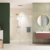 Jade 56"-60" W x 76" H Frameless Single Sliding Shower Door with 5/16"(8mm) Tempered Glass with Towel Bar