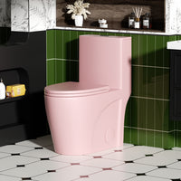 One-Piece Elongated Toilet with 1.1/1.6 GPF Dual Flush, 17" ADA Height and Soft-Close Seat