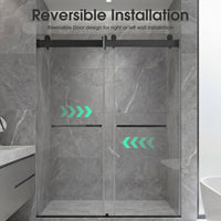 Astra 48"-52" or 60"-64" W x 76" H Frameless Double Sliding Shower Door with 5/16"(8mm) Tempered Clear Glass and Stainless Steel Hardware