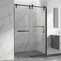 Jade 48"-52" or 60"-64" W x 76" H Semi-Frameless Single Sliding Shower Door with 5/16"(8mm) Tempered Clear Glass and Stainless Steel Hardware