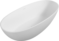 65" Freestanding Solid Surface Bathtub with Pop-Up Drain and Overflow in Matte White