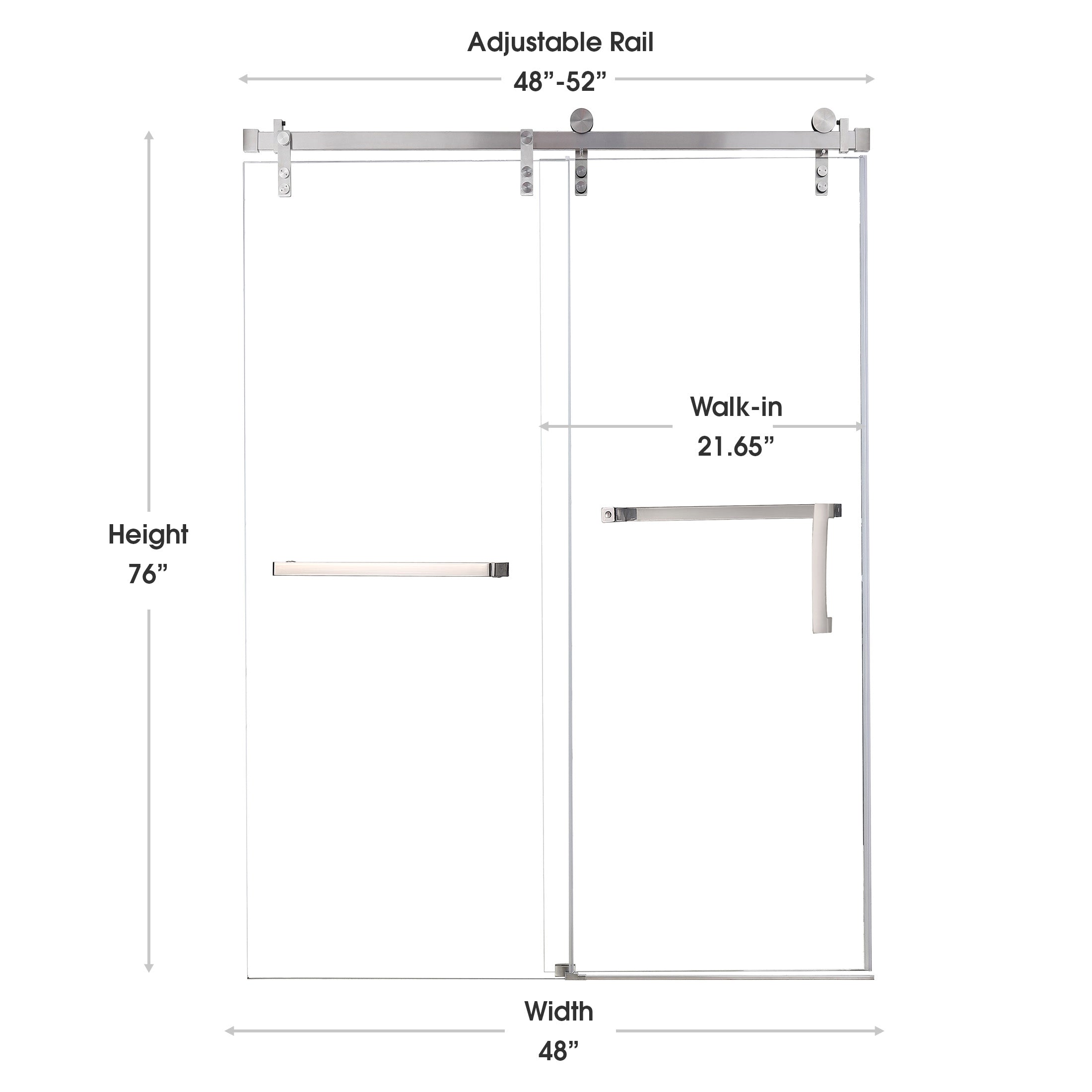 Frameless Double Sliding Shower Door with Towel Bar, Stainless Steel