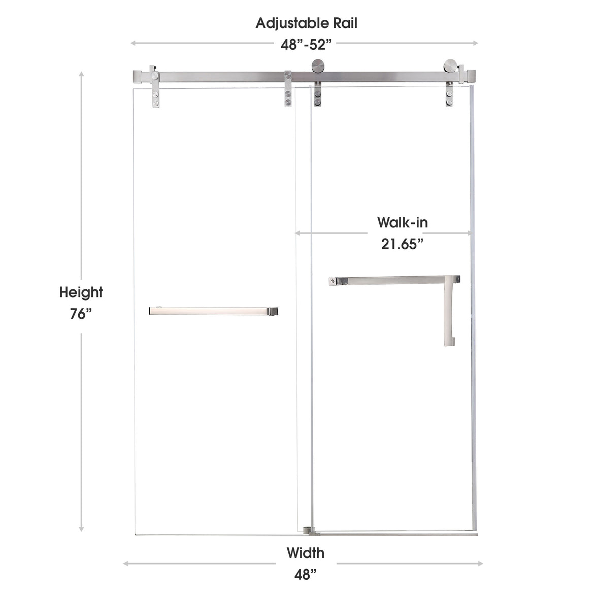 Frameless Double Sliding Shower Door with Towel Bar, Stainless Steel 8mm