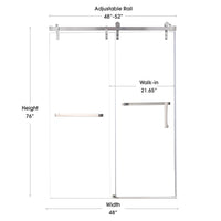 Frameless Double Sliding Shower Door with Towel Bar, Stainless Steel 8mm