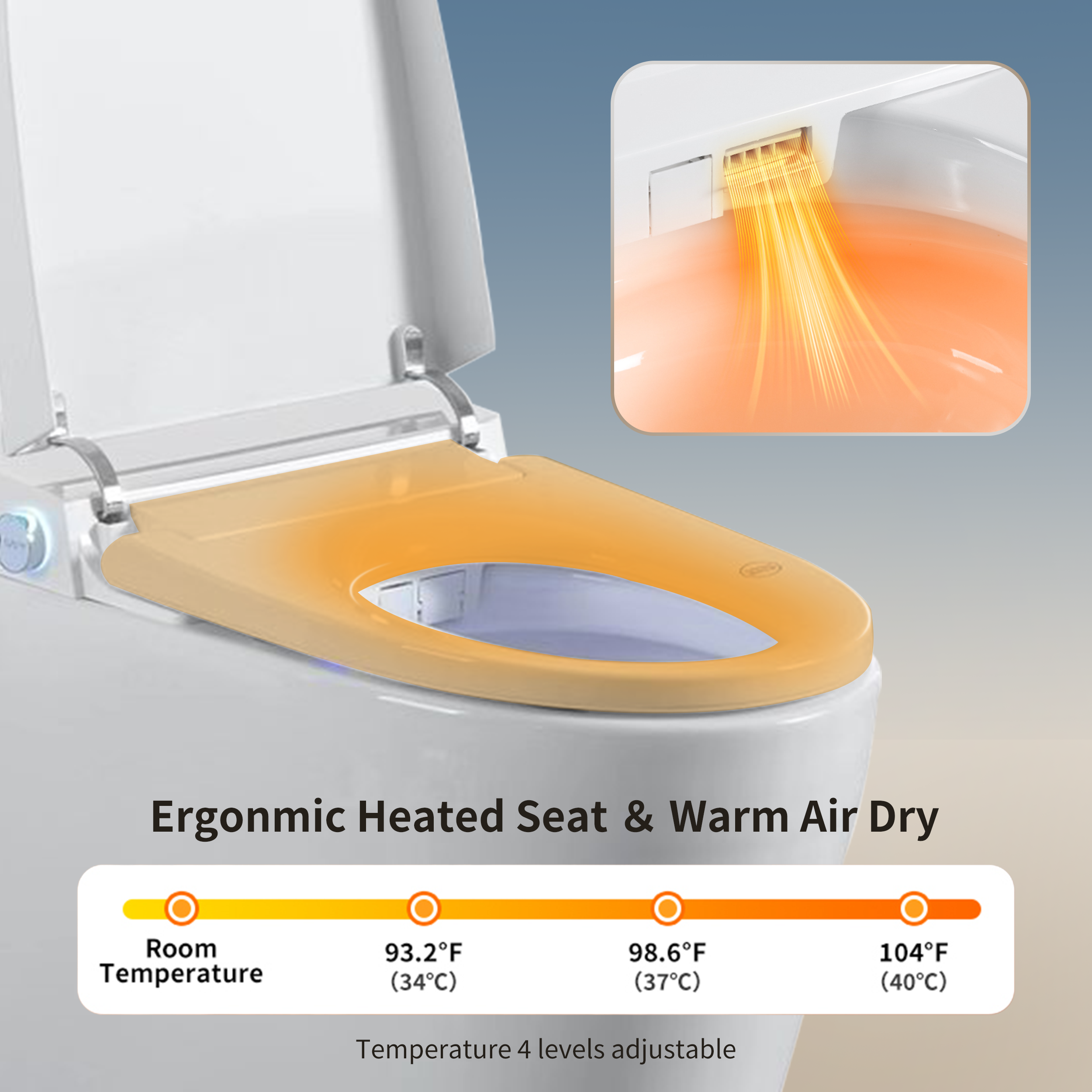 Tankless Smart Toilet with Built-In Bidet, Auto Flush, Heated Seat and Warm Water