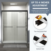 Core 44"-48" or 56"-60" W x 72" H Framed Double Sliding Shower Door with 1/4"(6mm) Tempered Clear Glass