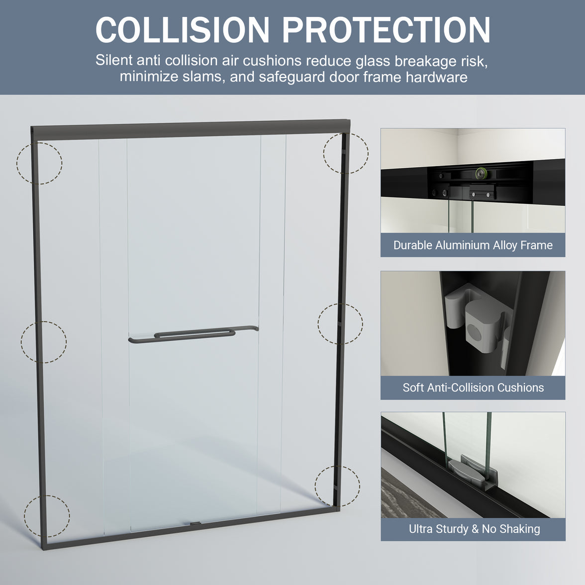 Core 44"-48" or 56"-60" W x 72" H Framed Double Sliding Shower Door with 1/4"(6mm) Tempered Clear Glass