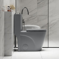 One-Piece Elongated Toilet with 1.1/1.6 GPF Dual Flush, 17" ADA Height and Soft-Close Seat