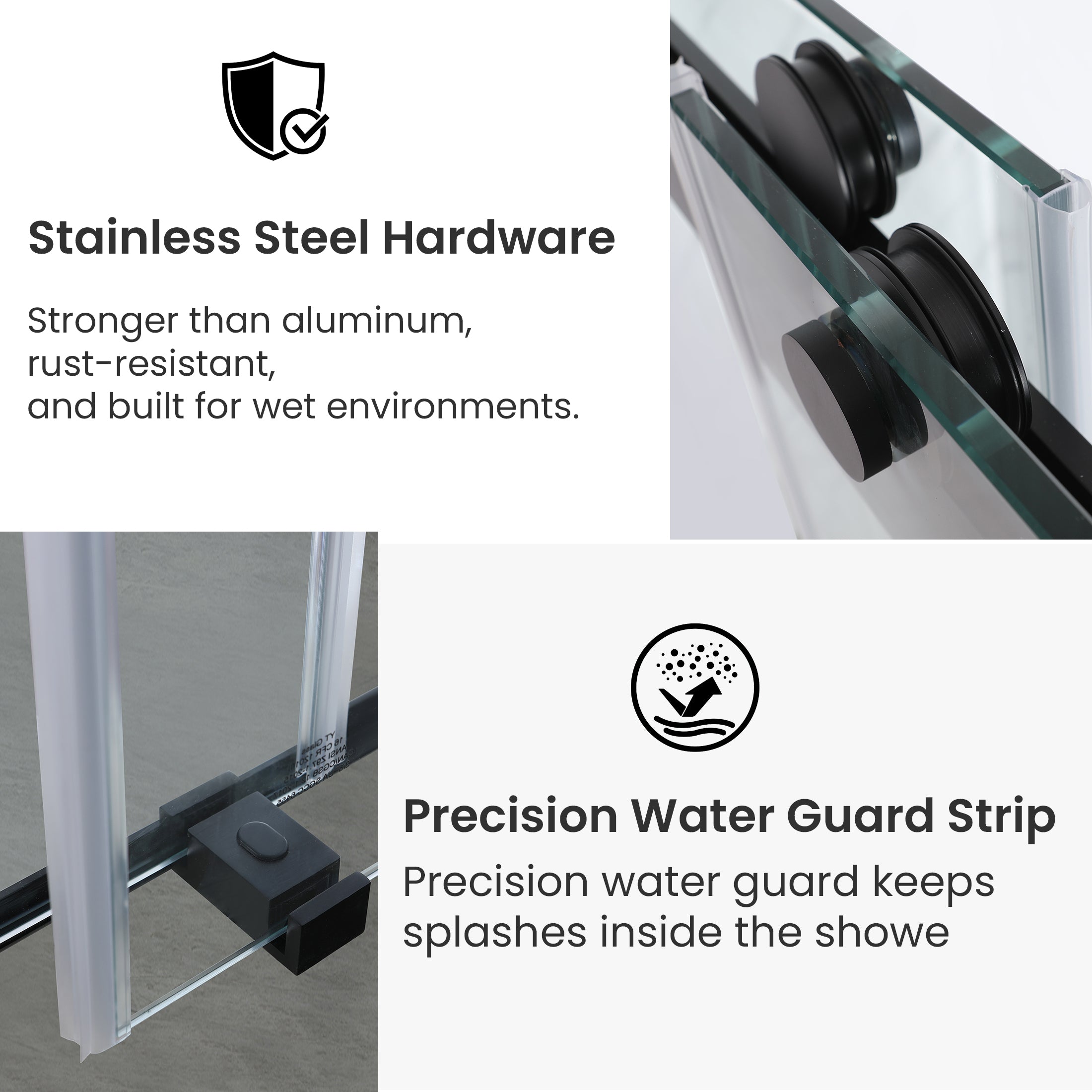 Frameless Double Sliding Shower Door with Dual Towel Bars, Stainless Steel