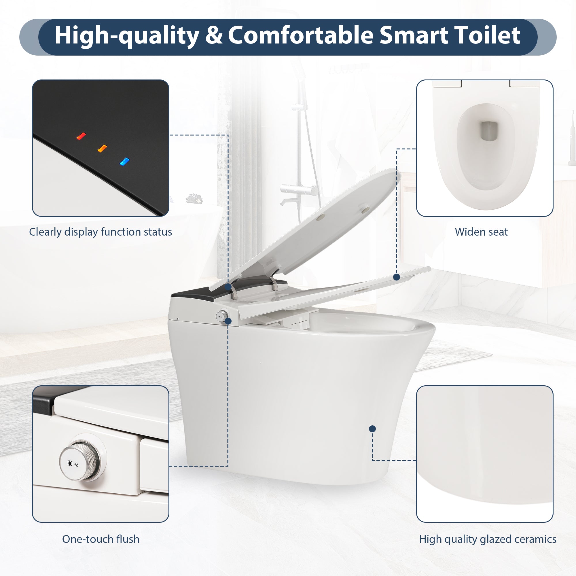 Tankless One-Piece Smart Toilet with Heated Seat, Auto Flush and Foot Sensor in White