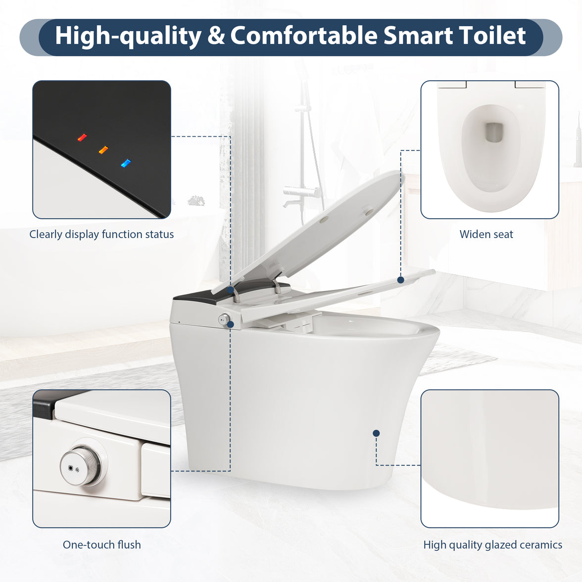 Tankless One-Piece Smart Toilet with Heated Seat, Auto Flush and Foot Sensor in White