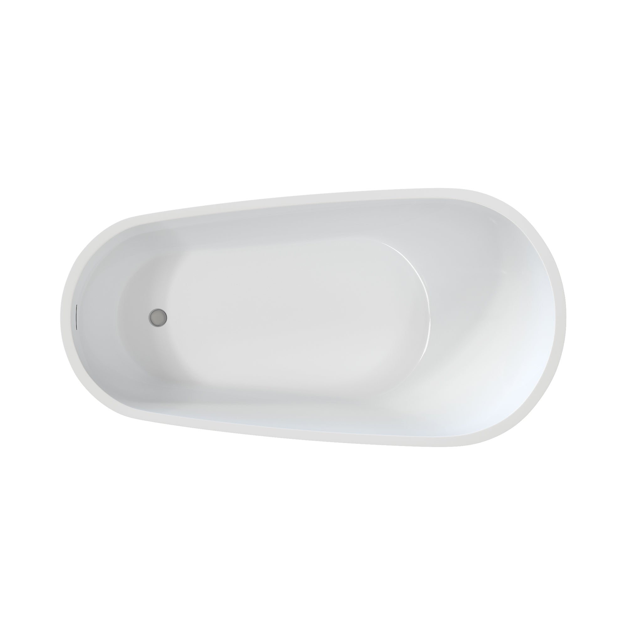 55" Acrylic Freestanding Soaking Bathtub with Pop-Up Drain and Overflow in Gloss White