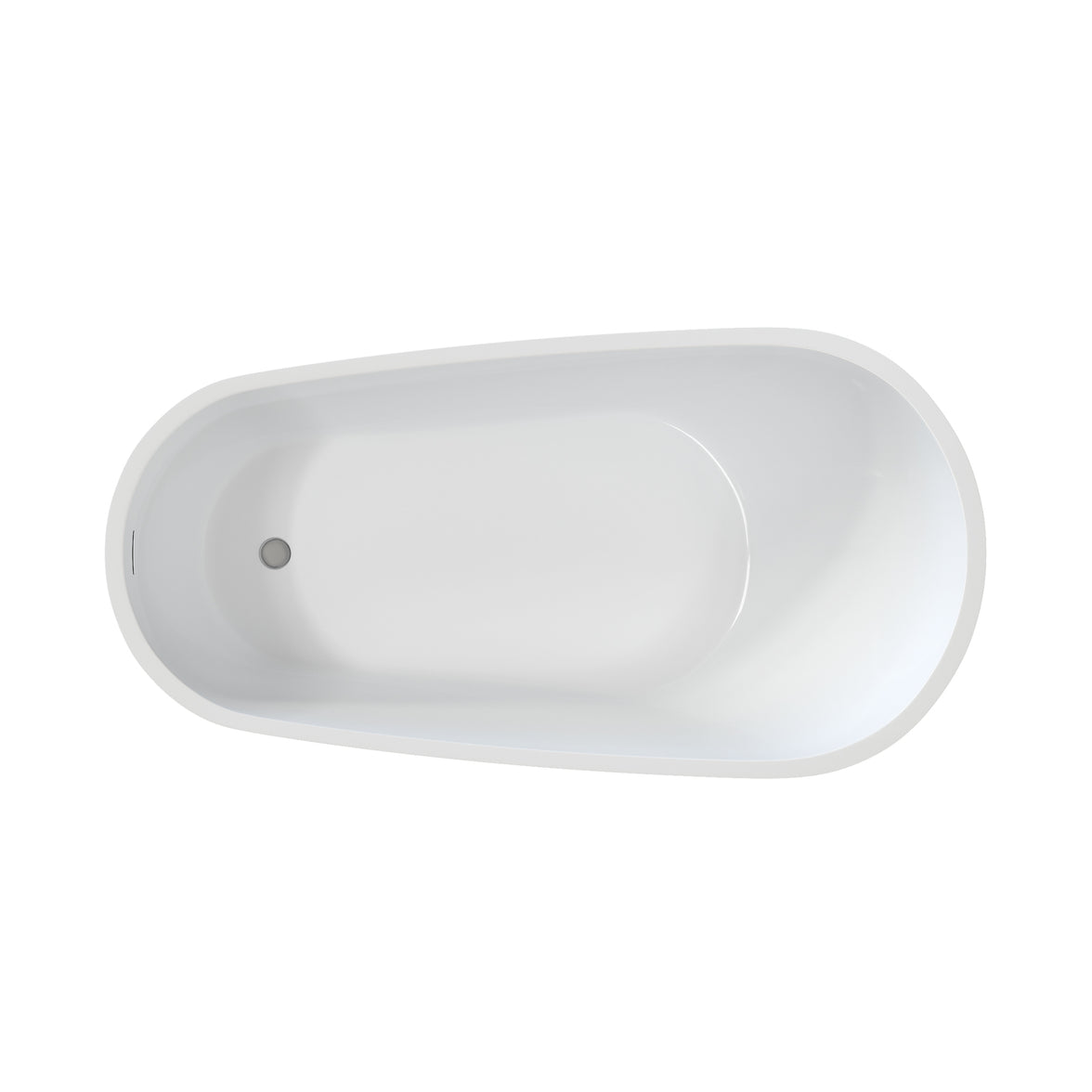 55" Acrylic Freestanding Soaking Bathtub with Pop-Up Drain and Overflow in Gloss White