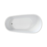 55" Acrylic Freestanding Soaking Bathtub with Pop-Up Drain and Overflow in Gloss White