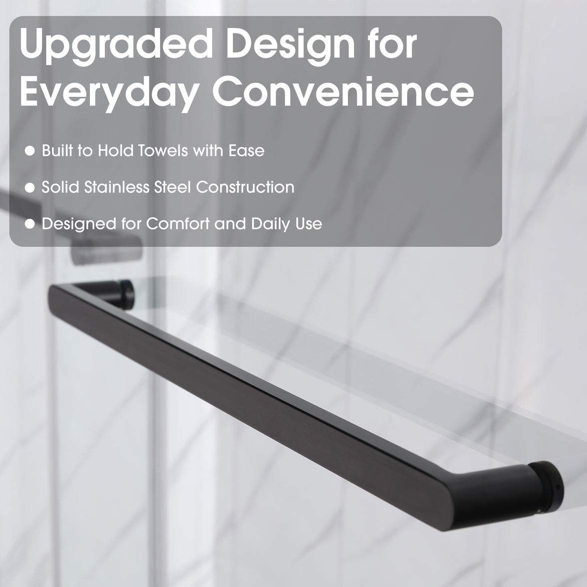 Frameless Double Sliding Shower Door with Dual Towel Bars, Stainless Steel