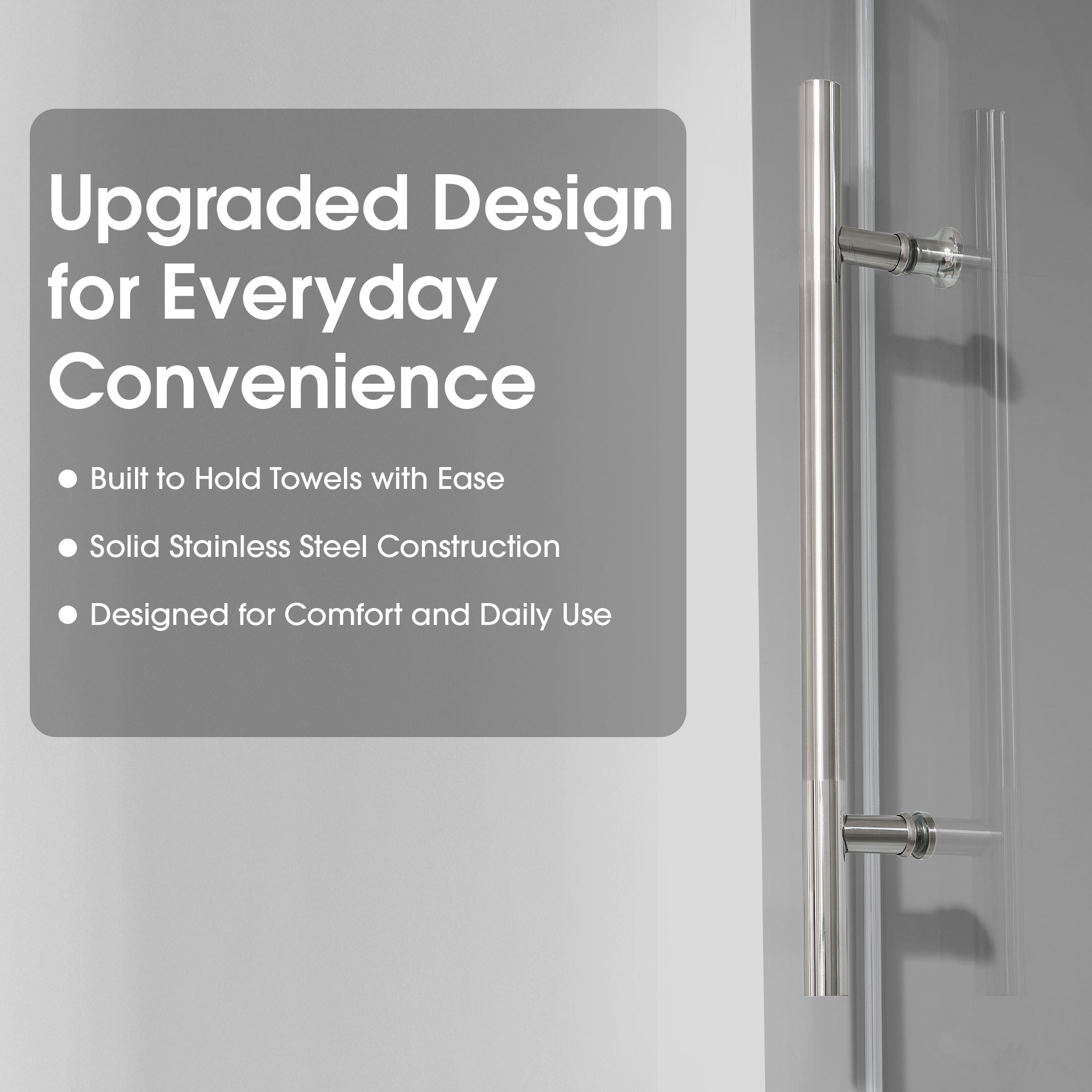 Frameless Double Sliding Shower Door with Side Panel & Single Handle, Stainless Steel