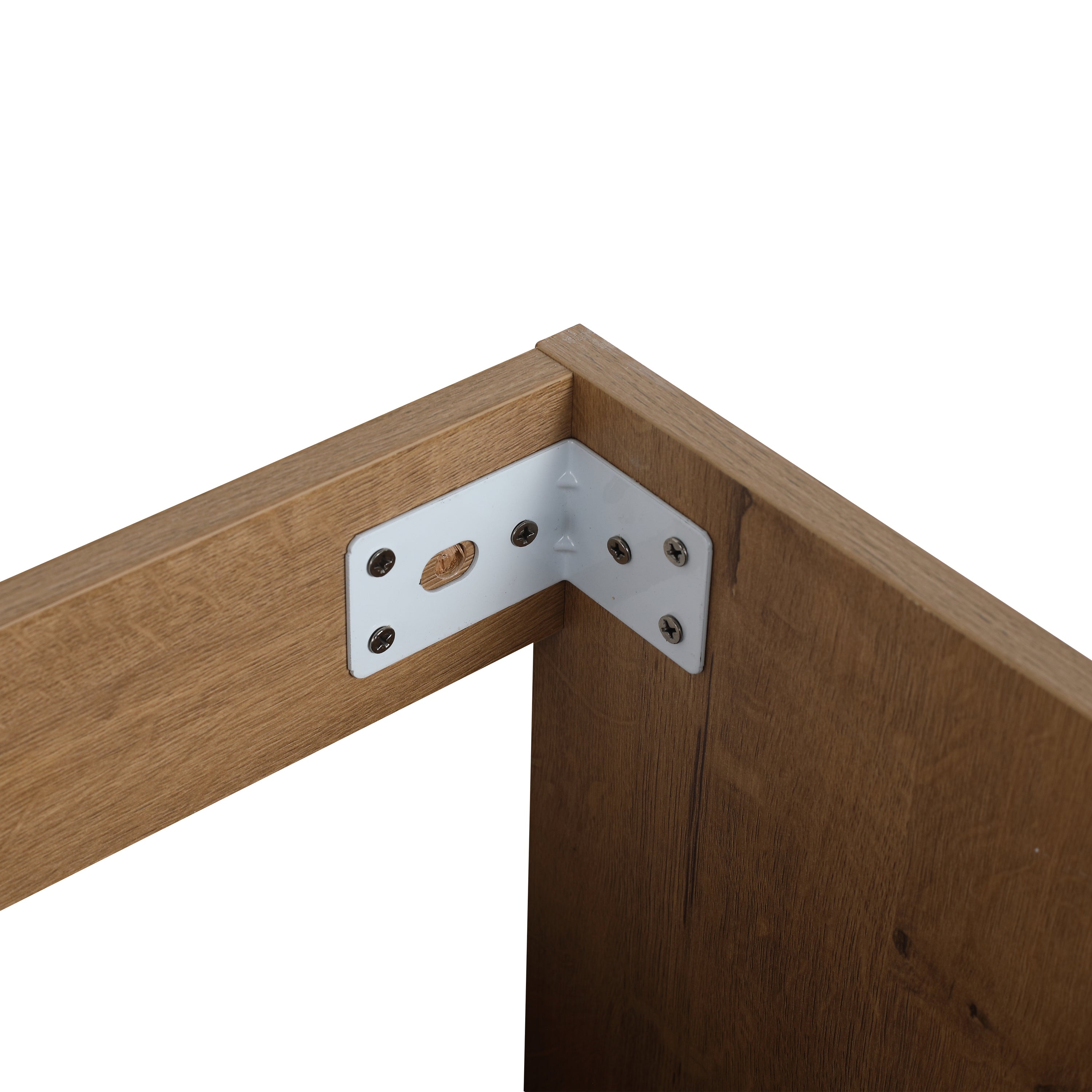 30" Imitative Oak Wall-Mounted Bathroom Vanity With White Ceramic Sink and Adjust Open Shelf