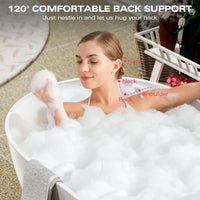 59" Freestanding Solid Surface Bathtub with Pop-Up Drain and Overflow in Matte White