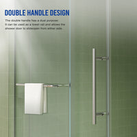 Jade 56"-60" W x 76" H Frameless Single Sliding Shower Door with 5/16"(8mm) Tempered Glass with Towel Bar