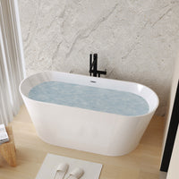59" Acrylic Freestanding Soaking Bathtub with Center Drain and Overflow in White