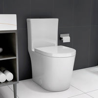 23" Compact One-Piece Toilet with 0.8/1.6 GPF Dual Flush and Soft-Close Seat in White