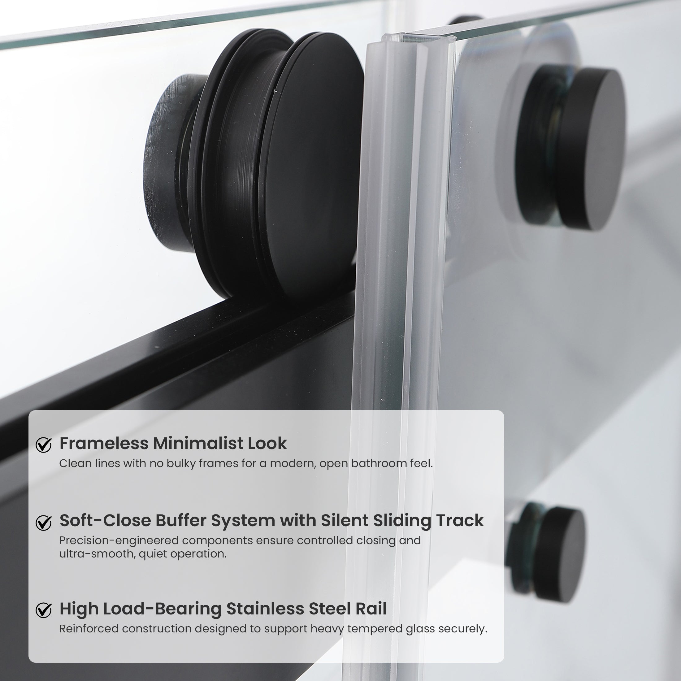 Frameless Double Sliding Shower Door with Dual Towel Bars, Stainless Steel