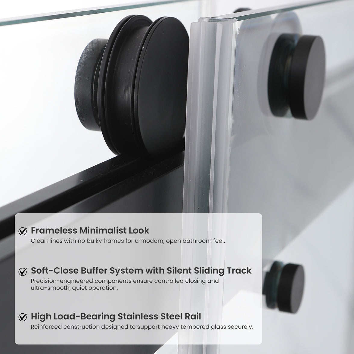 Astra 48"-52" or 60"-64" W x 76" H Frameless Double Sliding Shower Door with 5/16"(8mm) Tempered Clear Glass and Stainless Steel Hardware