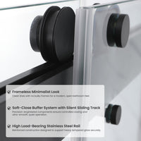Astra 48"-52" or 60"-64" W x 76" H Frameless Double Sliding Shower Door with 5/16"(8mm) Tempered Clear Glass and Stainless Steel Hardware
