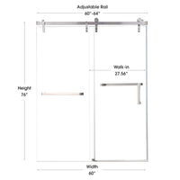Frameless Double Sliding Shower Door with Towel Bar, Stainless Steel 8mm