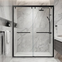 48–52" or 60–64" W x 76" H Matte Black Framed Bypass Shower Door with 5/16"(8mm) Tempered Clear Glass