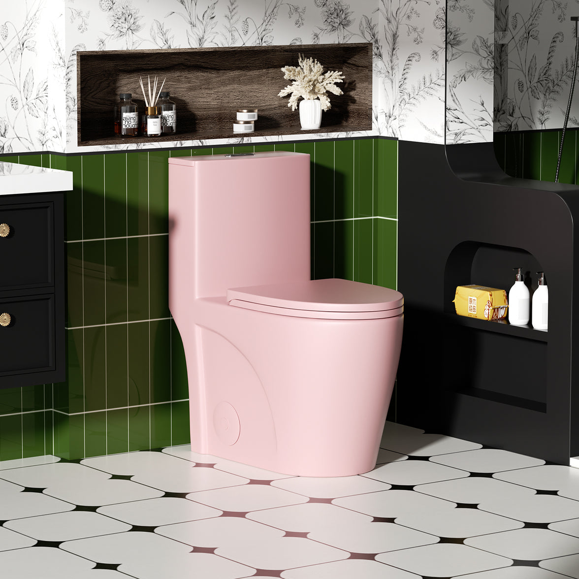 One-Piece Elongated Toilet with 1.1/1.6 GPF Dual Flush, 17" ADA Height and Soft-Close Seat