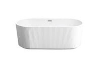 59"Linear AcrylicFreestanding Soaking Bathtub with Pop-Up Drain and Overflow in Gloss White