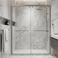 48–52" or 60–64" W x 76" H Matte Black Framed Bypass Shower Door with 5/16"(8mm) Tempered Clear Glass