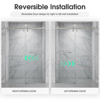Frameless Double Sliding Shower Door with Towel Bar, Stainless Steel 8mm