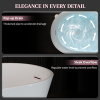 55" Acrylic Freestanding Soaking Bathtub with Pop-Up Drain and Overflow in Gloss White