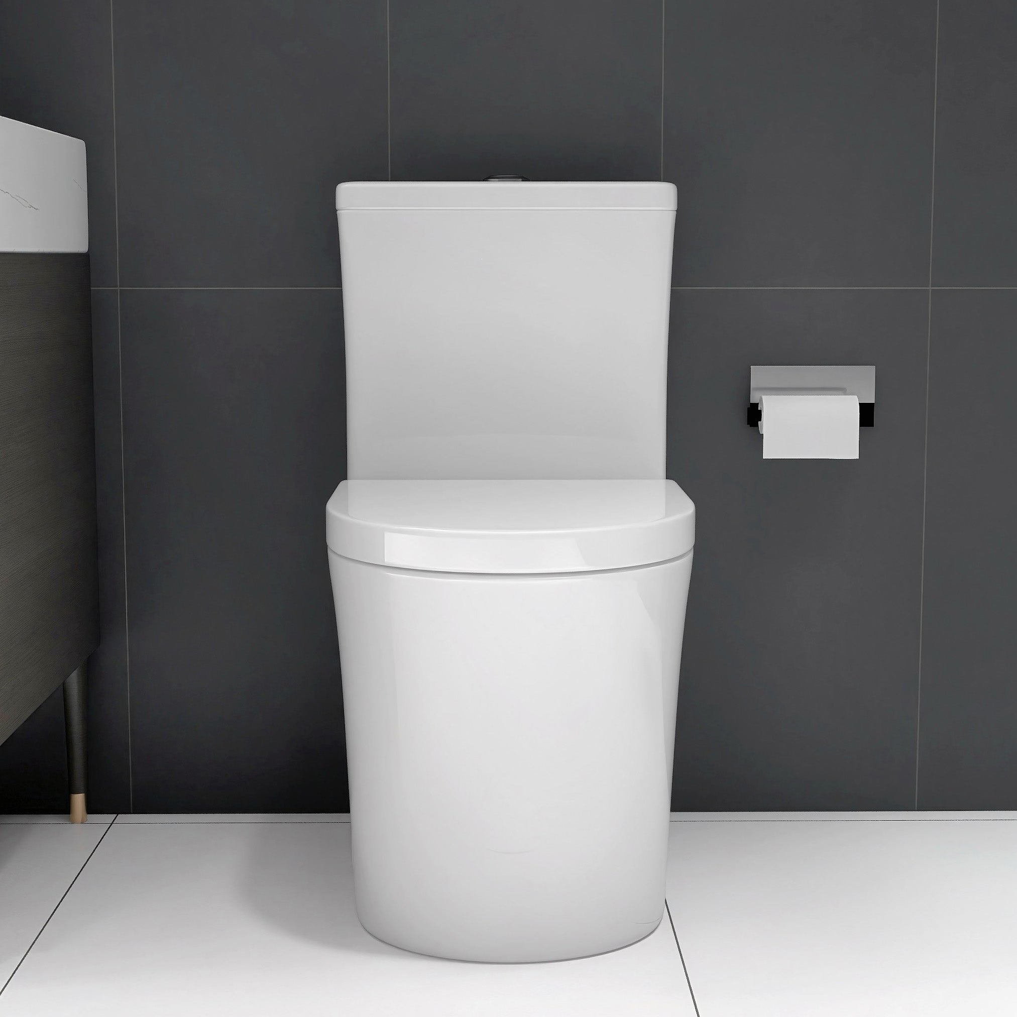 23" Compact One-Piece Toilet with 0.8/1.6 GPF Dual Flush and Soft-Close Seat in White
