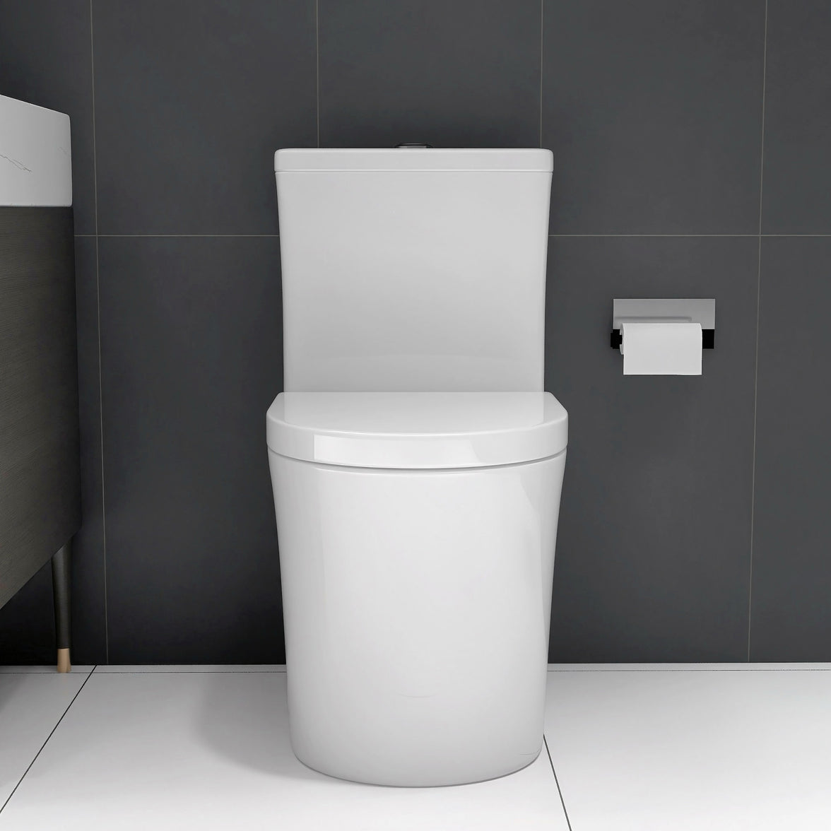 23" Compact One-Piece Toilet with 0.8/1.6 GPF Dual Flush and Soft-Close Seat in White