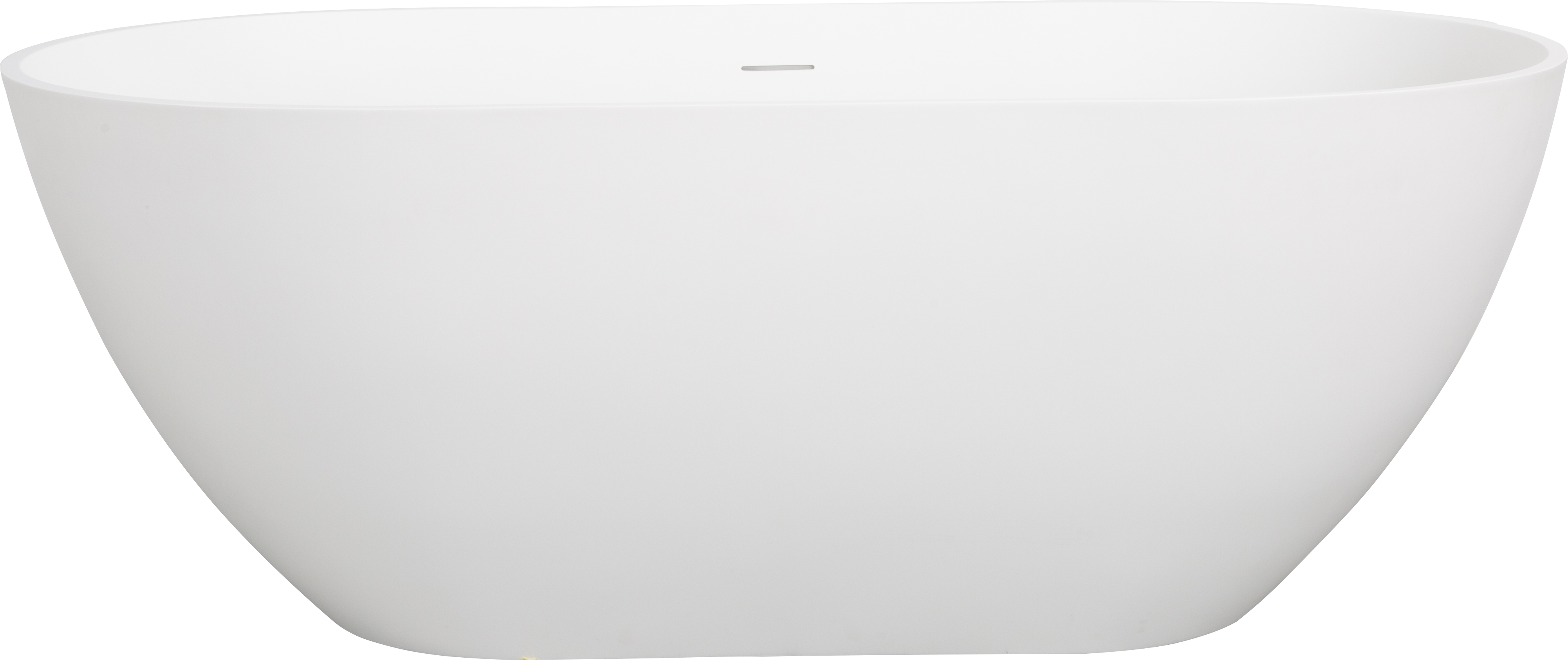59" Freestanding Solid Surface Bathtub with Pop-Up Drain and Overflow in Matte White