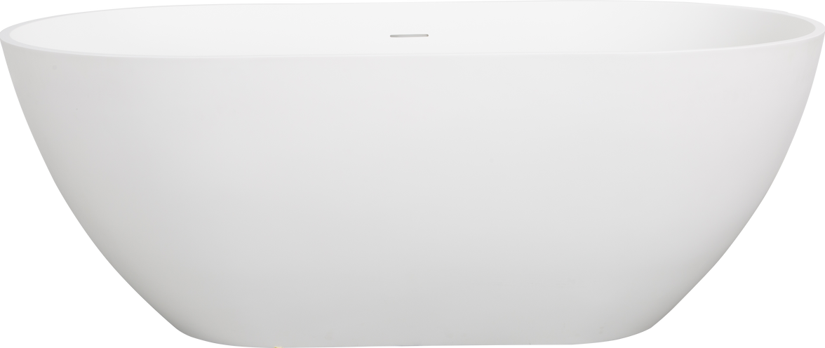 59" Freestanding Solid Surface Bathtub with Pop-Up Drain and Overflow in Matte White