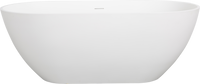 59" Freestanding Solid Surface Bathtub with Pop-Up Drain and Overflow in Matte White