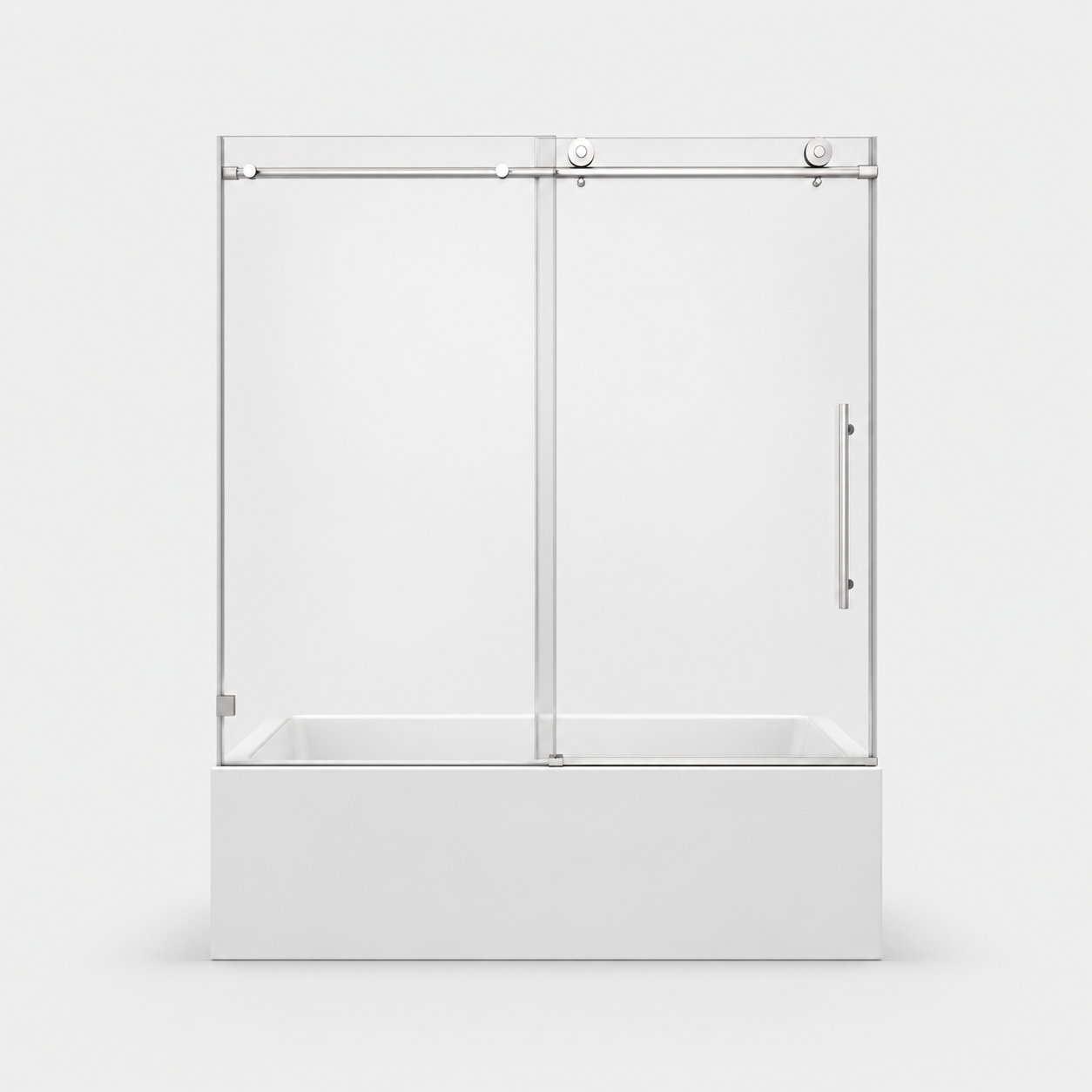 Jade 55"-60"W x 63"H Frameless Single Sliding Bathtub Door with 5/16"(8mm) Tempered Clear Glass and Soft-Close