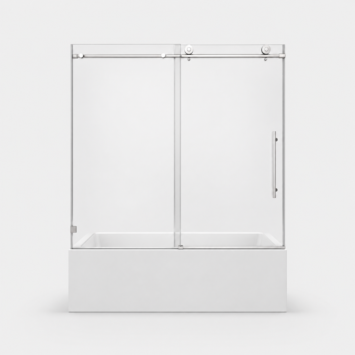 Jade 55"-60"W x 63"H Frameless Single Sliding Bathtub Door with 5/16"(8mm) Tempered Clear Glass and Soft-Close