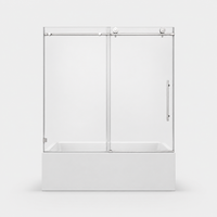 Jade 55"-60"W x 63"H Frameless Single Sliding Bathtub Door with 5/16"(8mm) Tempered Clear Glass and Soft-Close