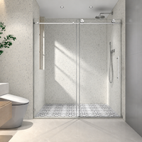Jade 55"-60"W x 76"H Frameless Single Sliding Shower Door with 5/16"(8mm) Tempered Clear Glass and Soft-Close