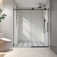 Jade 55"-60"W x 76"H Frameless Single Sliding Shower Door with 5/16"(8mm) Tempered Clear Glass and Soft-Close