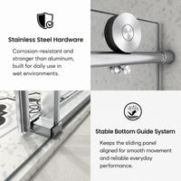 Jade 55"-60"W x 76"H Frameless Single Sliding Shower Door with 5/16"(8mm) Tempered Clear Glass and Soft-Close
