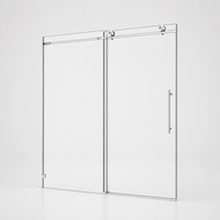 Jade 55"-60"W x 76"H Frameless Single Sliding Shower Door with 5/16"(8mm) Tempered Clear Glass and Soft-Close