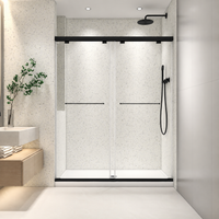 Astra 49"-54" or 55"-60" W x 76" H Frameless Double Sliding Shower Door with 5/16"(8mm) Tempered Clear Glass and Soft-Close